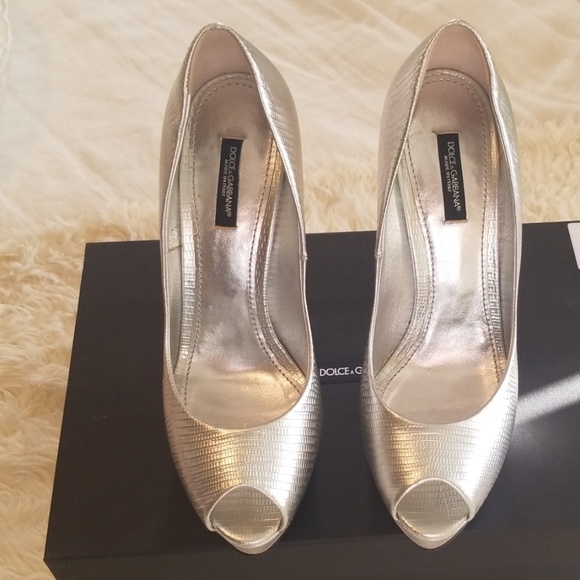 Nib peeptoe metallic Dolce & Gabbana heels sz39 - Picture 2 of 8